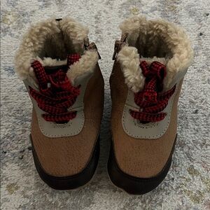 Stylish Tan and Red Kids Boots